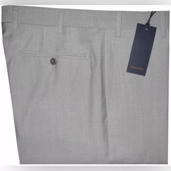 $395 NEW SZ 34 ZANELLA PANTS DRESS NORDSTROM DEVON PALE LT GRAY BEIGE 120s WOOL